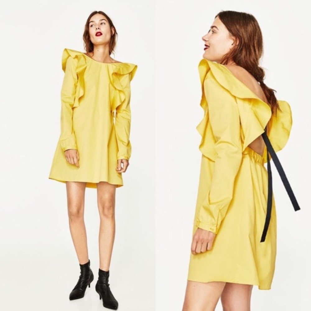ZARA Ruffled Cotton Dress Sz M